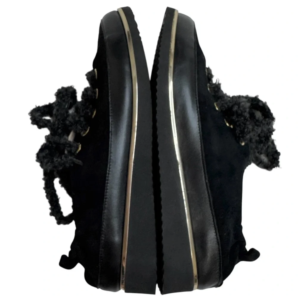 NEW Ron White Nalla Onyx Wedge Sneaker Cashmere Suede Teddy Bear Laces Italy - Picture 7 of 16